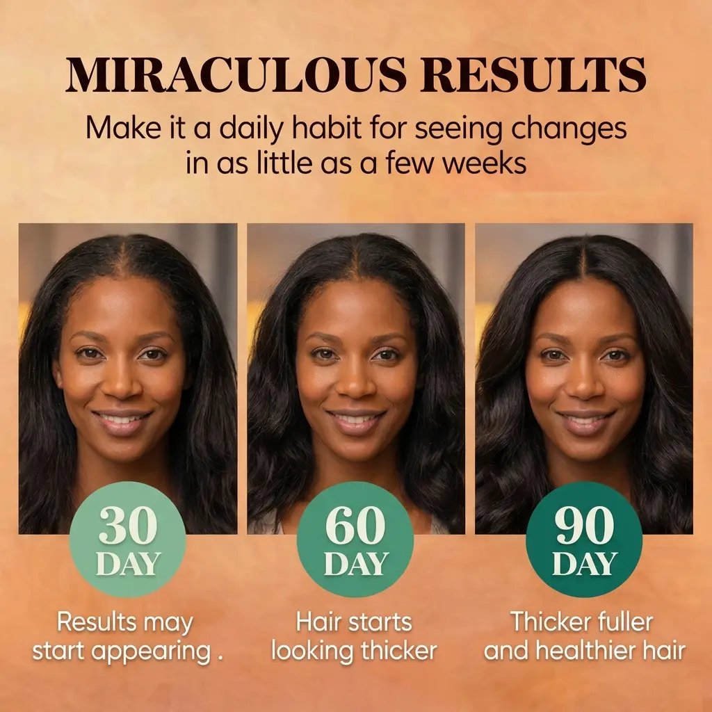 Beautiful woman with thick healthy hair after using Batana Oil